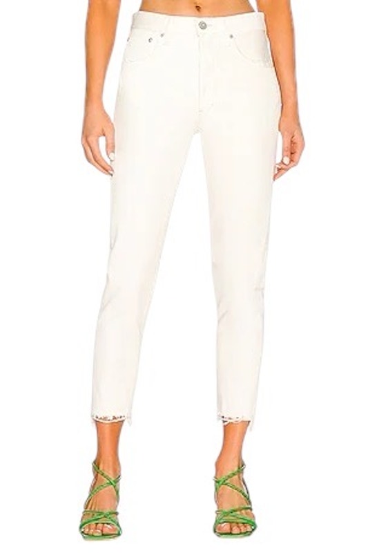 Mother Superior The Lace Up Dazzler Ankle Chew Jeans Almost Innocent White 30